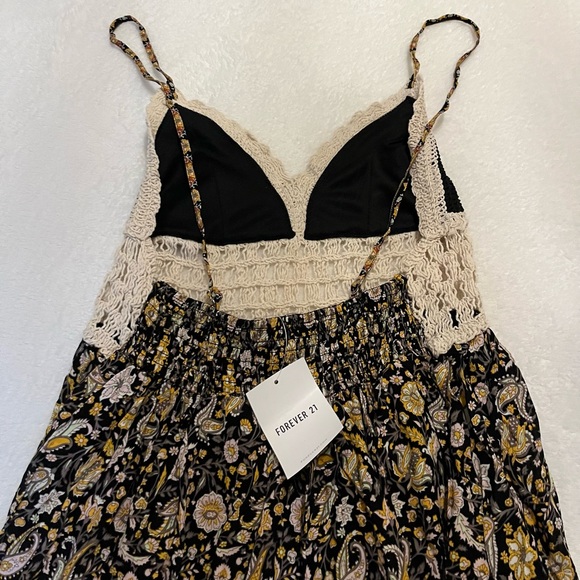 Crochet woven and floral maxi dress Small forever 21 - Picture 9 of 12